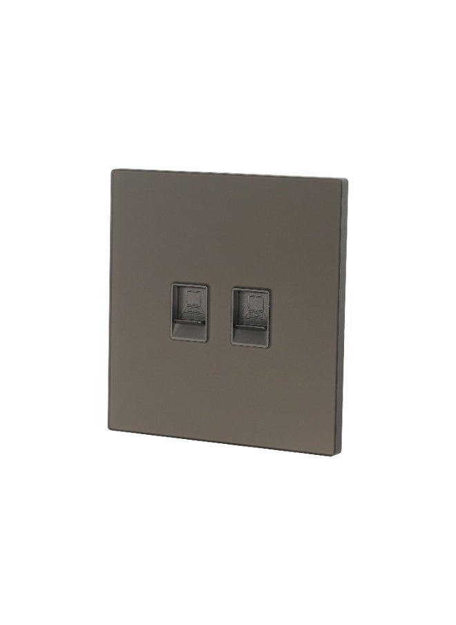 Donmarco Double Computer Socket (RJ45/CAT6) – Ultra Thin Glass , Fire-Resistant Electric Outlet , 15-Year Warranty , Dual High-Speed Connectivity Ports (Matt Grey)  - Image 2