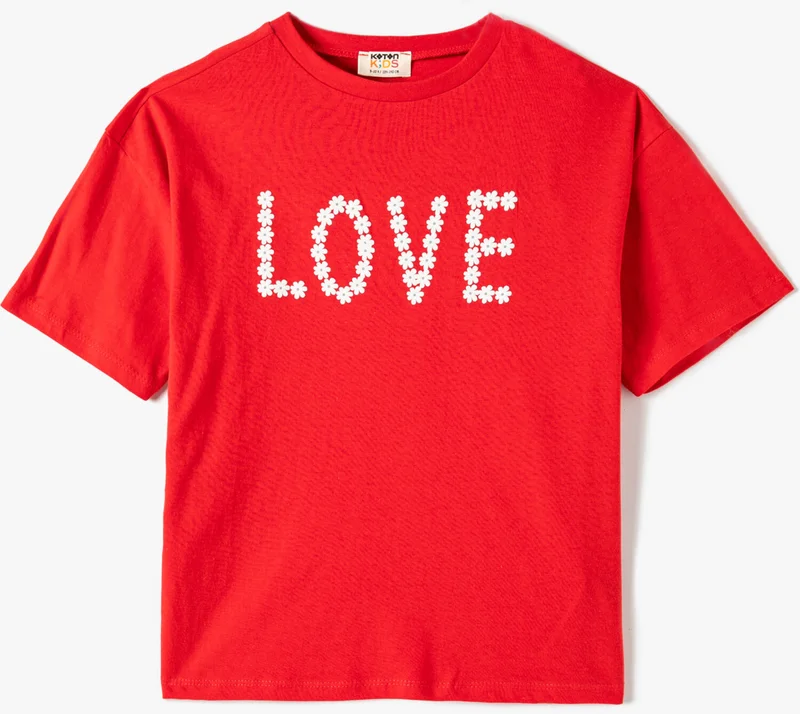 كوتون T-Shirt Short Sleeve Floral Printed Crew Neck Cotton