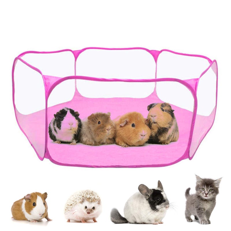 RYPET Guinea Pig Playpen - Breathable & Transparent Pet Playpen Pop Open Outdoor/Indoor Exercise Fence, Portable Yard Fence for Guinea Pig, Rabbits, Hamster, Chinchillas and Hedgehogs - Image 1