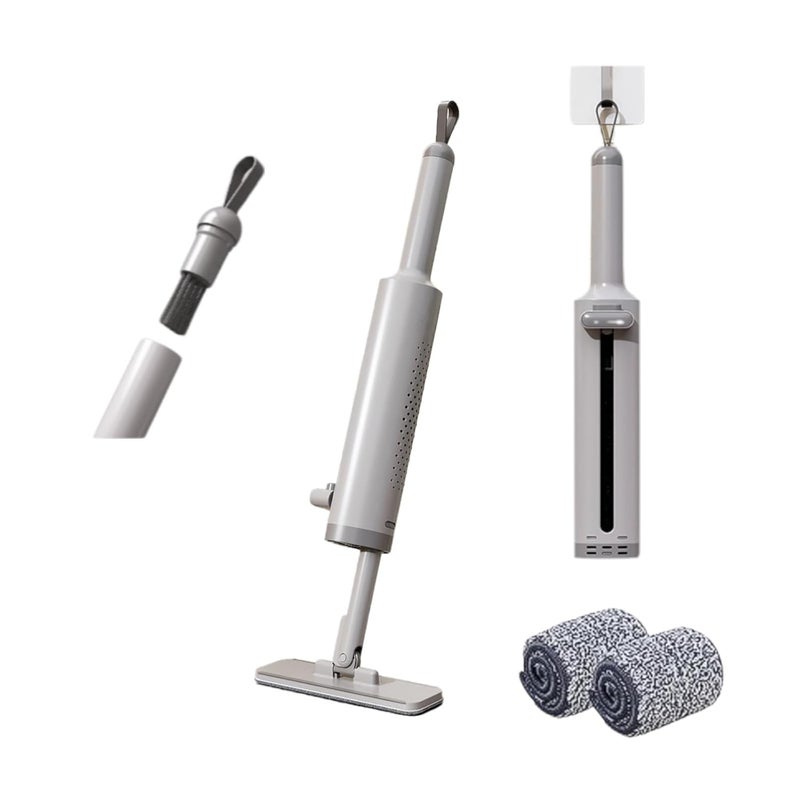 Lajunven Lajunven Mini Mop for Small Spaces Portable SelfSqueeze MopSmall Dust Mop Desktop Cleaning Short Handle Mop for RV Bathroom Kitchen with Crevice BrushSilicone Squeegee 2 Reusable Microfiber Pads - Image 1