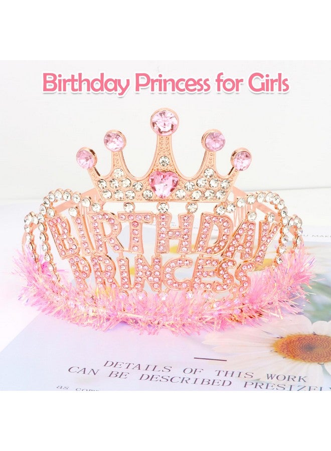 CIEHER Pink Birthday Princess Crown Birthday Crowns For Girls Women Birthday Tiara Birthday Girl Crown Princess Birthday Decorations Party Favors Birthday Gifts - Image 4
