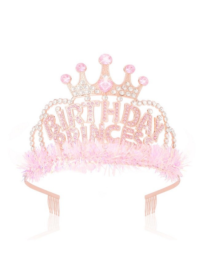 CIEHER Pink Birthday Princess Crown Birthday Crowns For Girls Women Birthday Tiara Birthday Girl Crown Princess Birthday Decorations Party Favors Birthday Gifts - Image 1