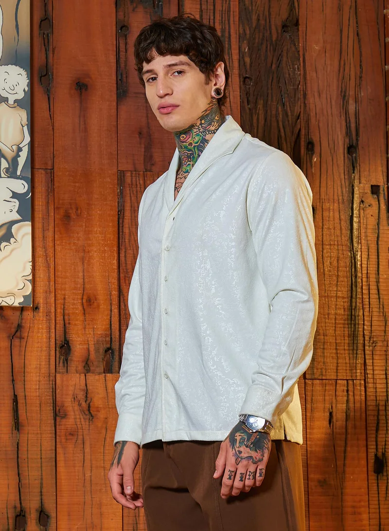 Campus Sutra Men's Chalk White Corroded-Tactile Shirt