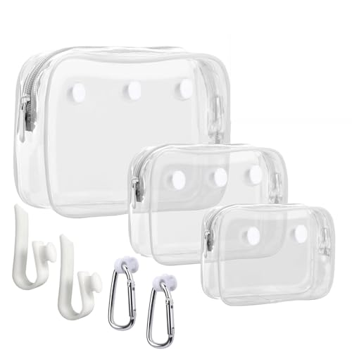 Everfunny 3 Pcs Clear Bogg Beach Tote Bag with 4 Pcs Insert Hooks Accessories for Bogg Bags Travel Makeup Clean Toiletry Brush Organizer Cosmetic Divider Storage Inner Pouch White set of 3 - Image 1
