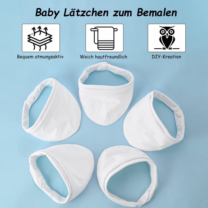 b.box Faburo Baby Bibs for Painting - Pack of 10 Double-Sided Cotton Bibs with 1 Bottle Opener and 12 Textile Pens for Baby Shower - Image 2