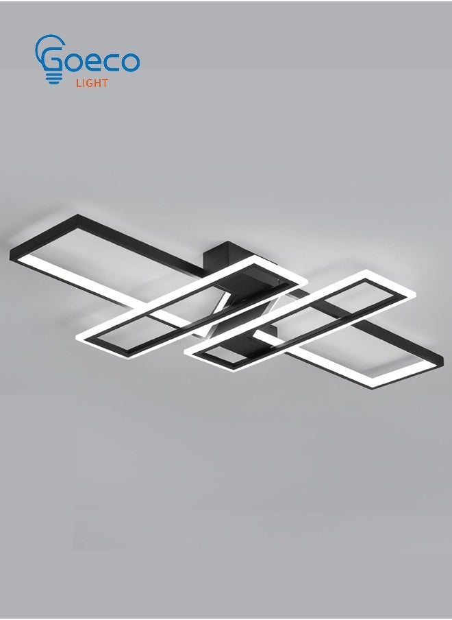 Goeco Modern Ceiling Lamp, 72W Black LED Ceiling Lamp,3 Rectangular Aluminum Ceiling Lights for Living Room, Kitchen, Balcony, Dining Room  - Image 1