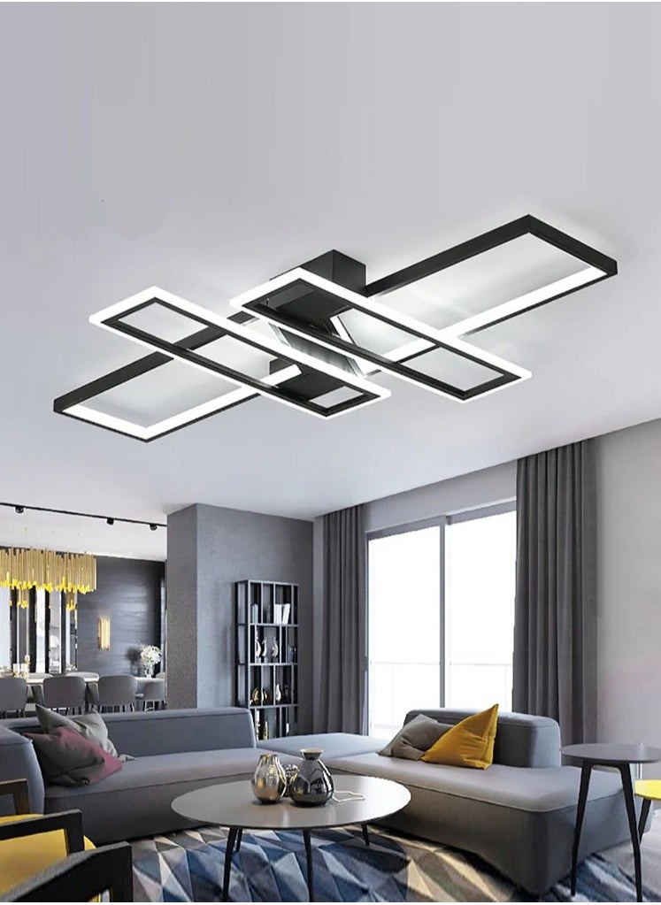 Goeco Modern Ceiling Lamp, 72W Black LED Ceiling Lamp,3 Rectangular Aluminum Ceiling Lights for Living Room, Kitchen, Balcony, Dining Room  - Image 2
