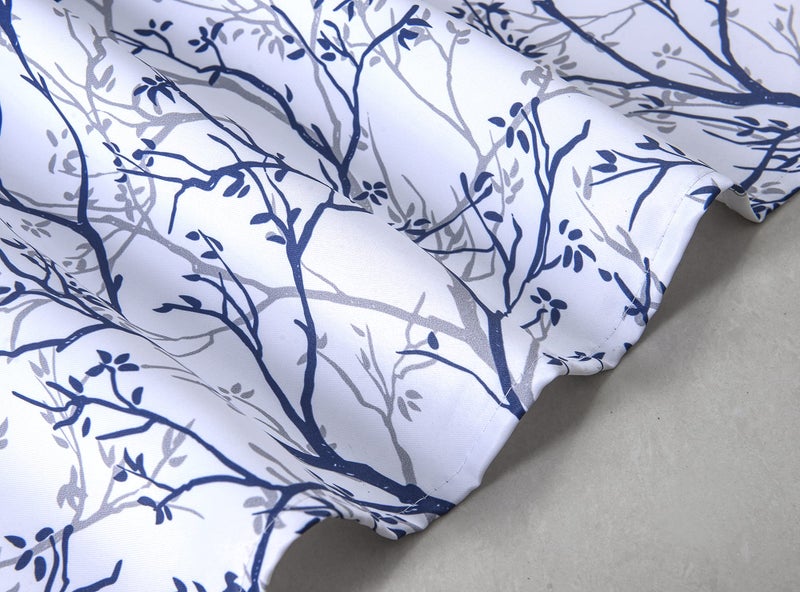 Annlaite Tree Branch Abstract Ink Printing Floral Flower Window Curtain Valance for Living Room/Bedroom/Kitchen/Kids Rod Pocket 52 by 18 Inch Gray/Blue - Image 5
