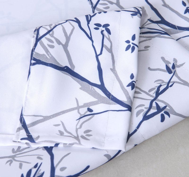 Annlaite Tree Branch Abstract Ink Printing Floral Flower Window Curtain Valance for Living Room/Bedroom/Kitchen/Kids Rod Pocket 52 by 18 Inch Gray/Blue - Image 3