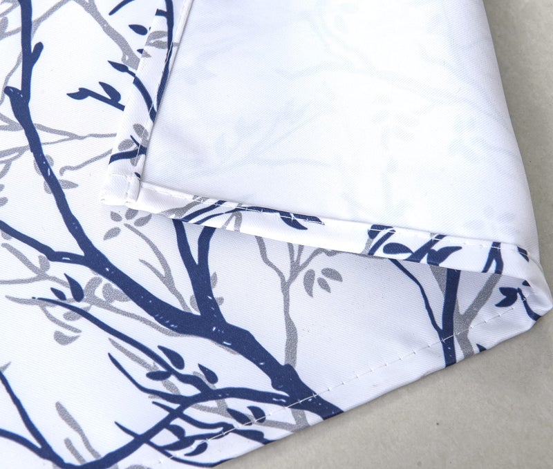 Annlaite Tree Branch Abstract Ink Printing Floral Flower Window Curtain Valance for Living Room/Bedroom/Kitchen/Kids Rod Pocket 52 by 18 Inch Gray/Blue - Image 4