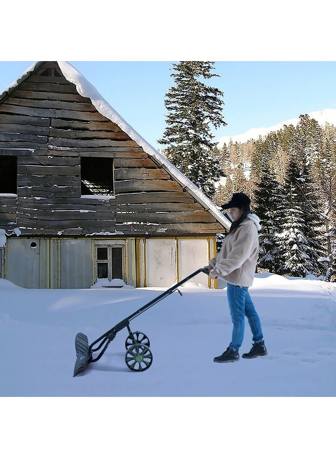 Gardenised Extra Wide 36 in. Snow Shovel Plow Pusher Remover with Large Rugged Wheels, Heavy Duty, Black - Image 2