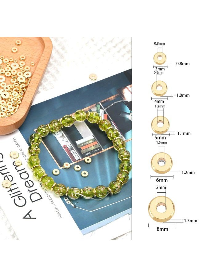 MAPOIEU 200pcs 14K Gold Flat & Disc Spacer Beads, Solid Brass Rondelle Gold Heishi Beads for DIY Jewelry Making (5mm) - Image 2