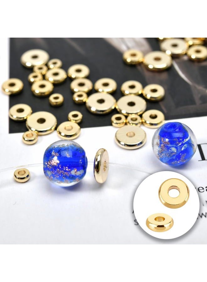 MAPOIEU 200pcs 14K Gold Flat & Disc Spacer Beads, Solid Brass Rondelle Gold Heishi Beads for DIY Jewelry Making (5mm) - Image 3