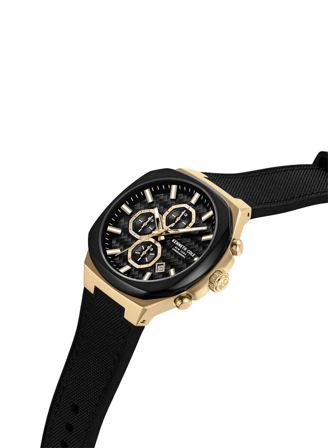 Kenneth Cole New York Kenneth Cole New York 43.5mm Chronograph Men's Watch with Black Dial & Black Silicone-Nylon Strap