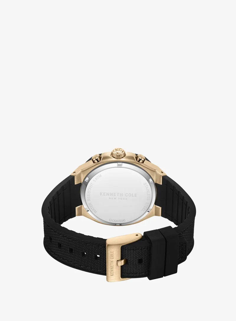 Kenneth Cole New York  Kenneth Cole New York 43.5mm Chronograph Men's Watch with Black Dial & Black Silicone-Nylon Strap for Men | Best Price UAE