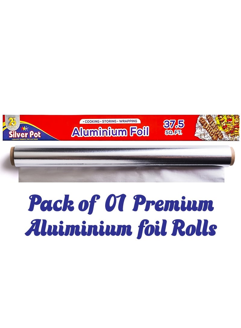 Silver Pot عبوة مزدوجة من ورق الألمنيوم EasyClean ثقيل الوزن - 37.5 قدم مربع - متين ومتعدد الاستخدامات، مثالي للطهي، الخبز، التجميد، التغليف، وتخزين الطعام - Image 2