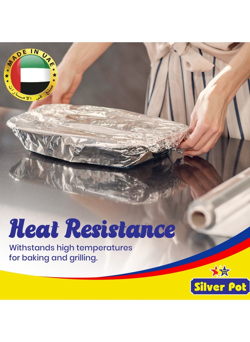 Silver Pot عبوة مزدوجة من ورق الألمنيوم EasyClean ثقيل الوزن - 37.5 قدم مربع - متين ومتعدد الاستخدامات، مثالي للطهي، الخبز، التجميد، التغليف، وتخزين الطعام - Image 4