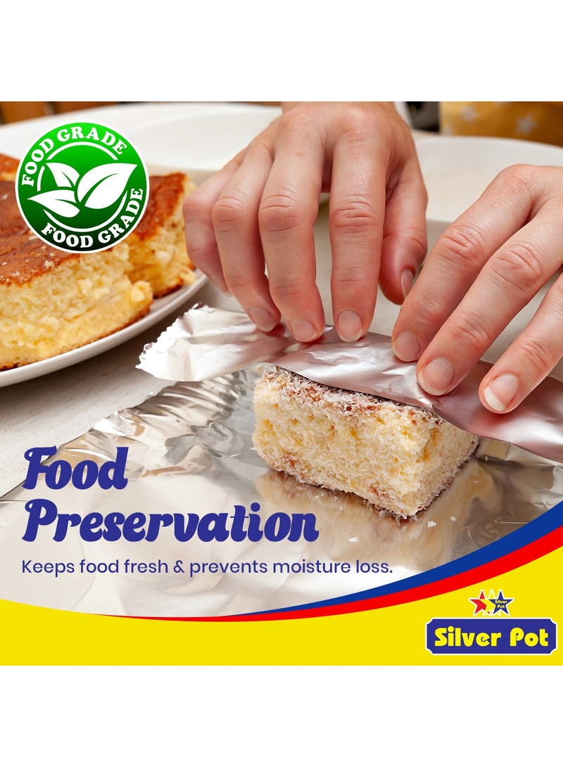 Silver Pot عبوة مزدوجة من ورق الألمنيوم EasyClean ثقيل الوزن - 37.5 قدم مربع - متين ومتعدد الاستخدامات، مثالي للطهي، الخبز، التجميد، التغليف، وتخزين الطعام - Image 5