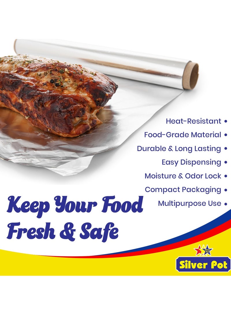 Silver Pot عبوة مزدوجة من ورق الألمنيوم EasyClean ثقيل الوزن - 37.5 قدم مربع - متين ومتعدد الاستخدامات، مثالي للطهي، الخبز، التجميد، التغليف، وتخزين الطعام - Image 3