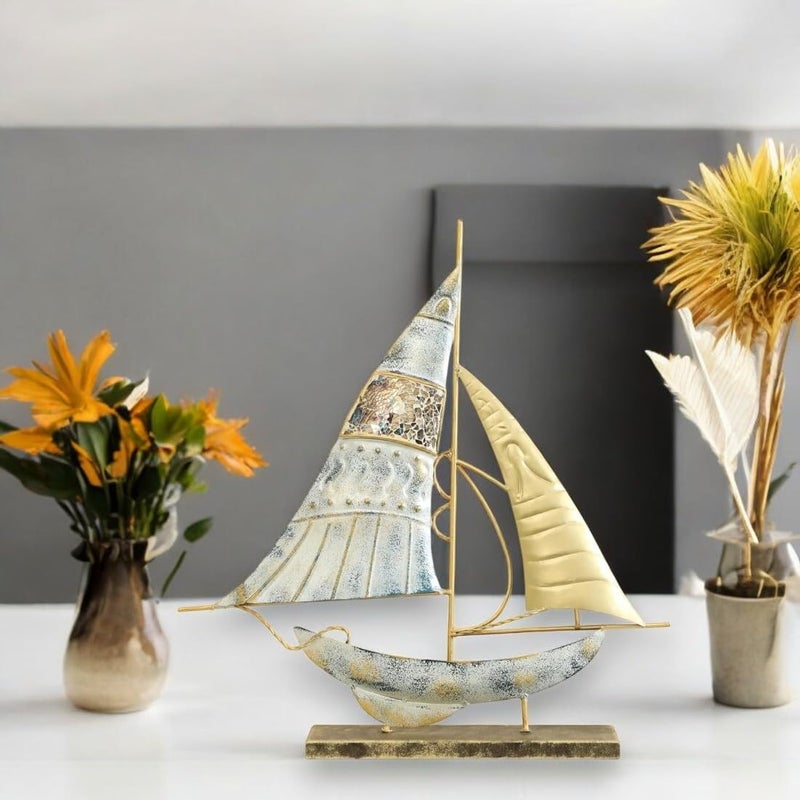 vedas Multicolour Metal MDF Blair Boat Ship Model Figurine Table Decor Showpiece for Living Room Bedroom Dining Room Kidsroom Hallway Office Hotel Home Decor Gift Items Size 19 x 21 inches - Image 5