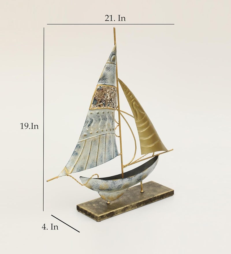 vedas Multicolour Metal MDF Blair Boat Ship Model Figurine Table Decor Showpiece for Living Room Bedroom Dining Room Kidsroom Hallway Office Hotel Home Decor Gift Items Size 19 x 21 inches - Image 4