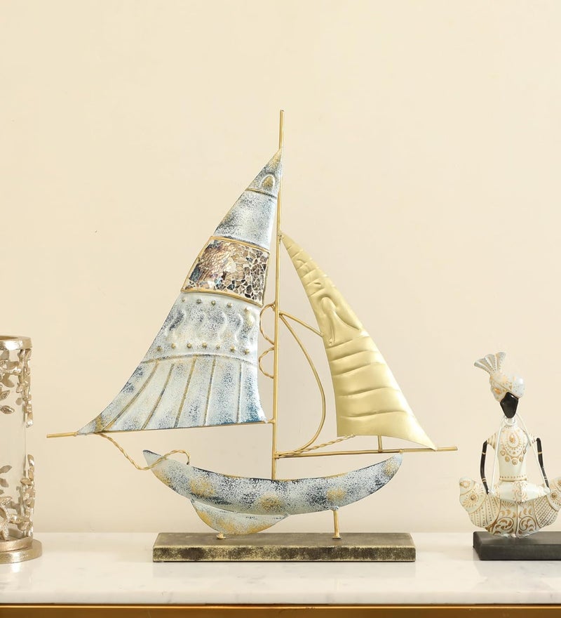 vedas Multicolour Metal MDF Blair Boat Ship Model Figurine Table Decor Showpiece for Living Room Bedroom Dining Room Kidsroom Hallway Office Hotel Home Decor Gift Items Size 19 x 21 inches - Image 2
