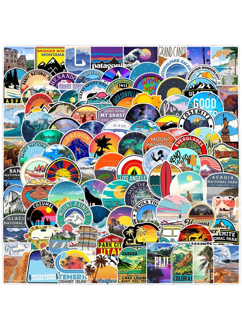 قوس قزح أورينبو 100 قطعة من ملصقات المغامرات الخارجية لزجاجات المياه، ملصقات للمراهقين والبنات والأولاد، ملصقات جميلة وجميلة، ملصقات لأجهزة الكمبيوتر المحمولة والهواتف وألواح التزلج، هدايا للأطفال - Image 1