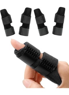 ECVV 4PCS Adjustable Finger Splint for Pain Relief, Trigger Finger Splint Finger Brace Fits Middle, Index, and Ring Finger, Left or Right Hand, Black  - Image 1