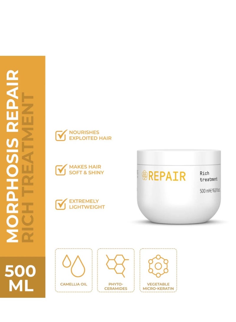 FRAMESI Morphosis Repair Rich Treatment 500 ml - Cream for Damaged and Frizzy Hair - Image 2