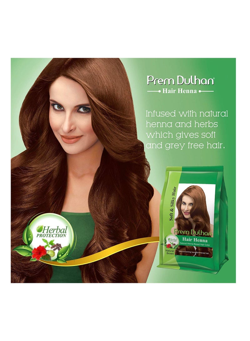 Prem Dulhan Prem Green Dulhan Natural Henna Based Hair Color Natural Brown 125 GRM Pack of 4 - Image 3