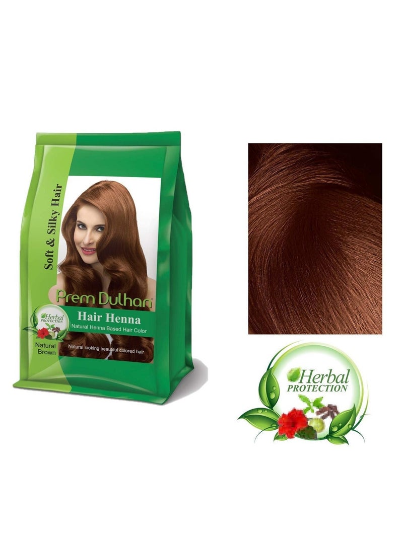 Prem Dulhan Prem Green Dulhan Natural Henna Based Hair Color Natural Brown 125 GRM Pack of 4 - Image 2