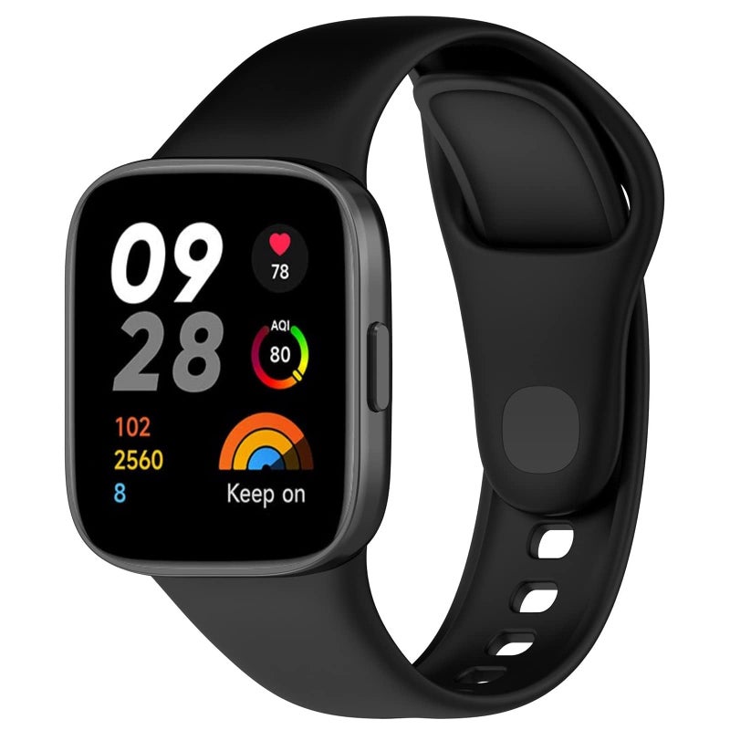 SKEIDO Black Silicone Strap Compatible with Xiaomi Redmi Watch 3, Soft Replacement Wristband Bracelet - Image 1