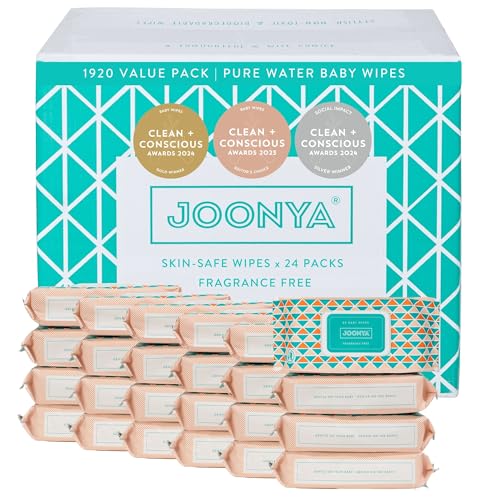 JOONYA Unscented Baby Wipes â€” Plant-Based, Fragrance-Free Bulk Diaper Wipes | Hypoallergenic, Non-Toxic & Biodegradable Wet Wipes for Sensitive Newborn Skin | 24 Packs of 80 (1,920 Total) - Image 1