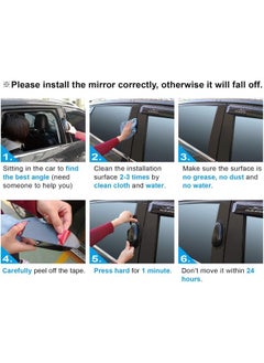 AUTOMAZE Automaze 3R Car SUV Side View Mirror Wide Angle Blind Spot Mirror Auto Exterior Rearview Mirrors With Convex Clean Surface Stick on B-Pillar for Rear Seat Passengers Set of 2  - Image 5