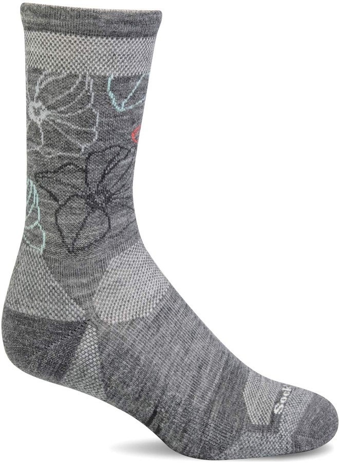 Sockwell Women's Petal Power Crew Moderate Compression Sock, Lt. Grey - M/L - Image 1
