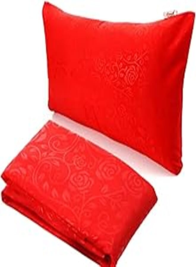 Snooze Fitted Jakared microfiber Bed Sheet - Chili red (flowery design) 120 * 200 Cm + Free 2 Pillowcases