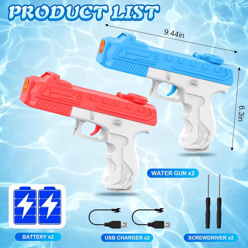 ALLROAD 2 Pack Electric Water Gun for Adults Kids, Powerful Automatic Squirt Gun, High Powered Shooting Water Pistol, Long Range 25 FT, Auto Water Blaster, Pool Outdoor Toy Summer Game - Image 2