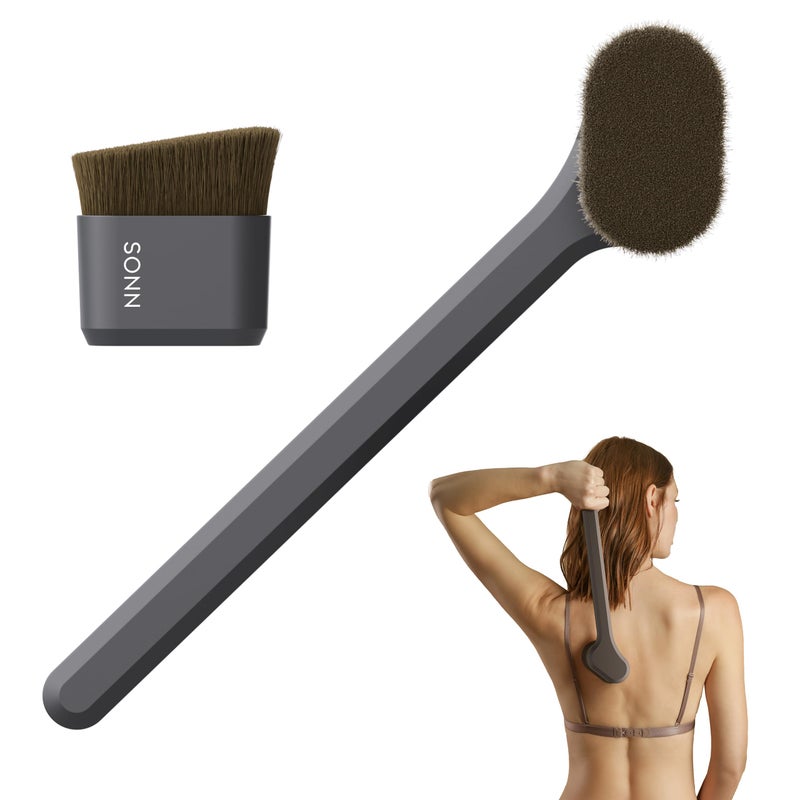SONN PRODUCTS SONN Self Tanner Brushes - Body and Face Kabuki Brush Applicator for Fake Tan, Lotion, Makeup, and Sunscreen, Back Brush Applicator for Sunless Tanner and cream (Combo Pack) - Image 1