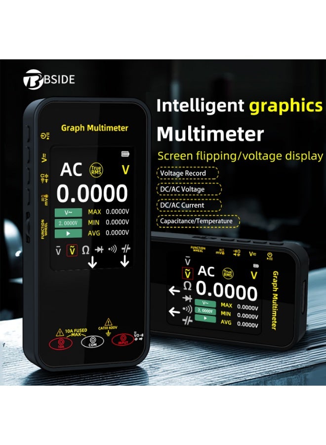 BSIDE 20000 Counts Digital Multimeter Date Recorder, 0.1uA/10uV/1000V with Smart Mode, 360-Degree Rotate LCD with Rechargeable, Measures Amp Cap Diode Temp MAX/MIN/Peak Voltage for Photovoltaic Miners - Image 2