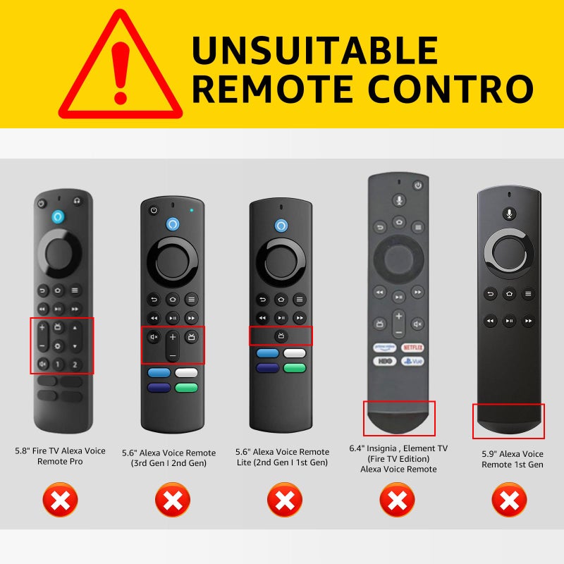 OneBom (2pcs) Silicone Remote Cover for Firetv 4K Max (2nd)/ Insignia/Pioneer/Toshiba/Omni (QLED) Series, Anti-Slip Protective Case with Same Color Lanyard (Blue&Red) - Image 3