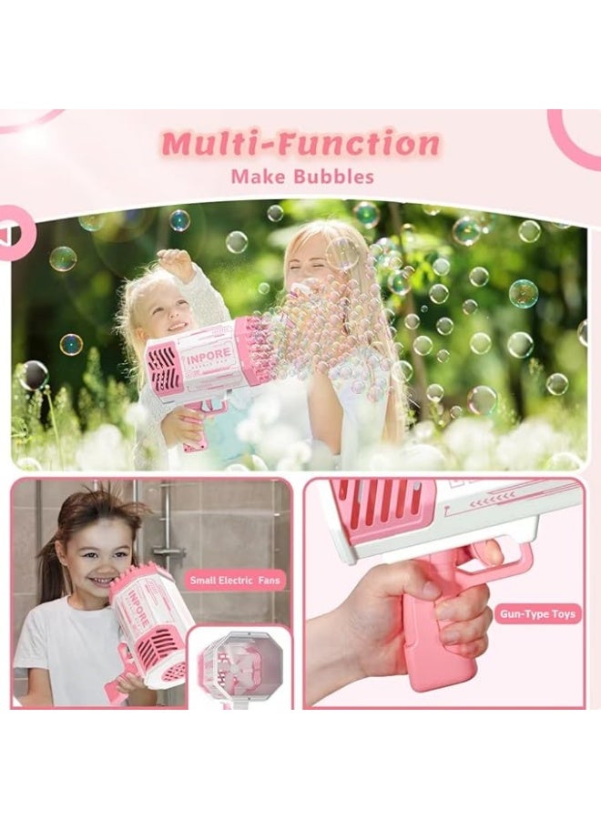 Bubble Machine, 69 Holes Fan Bubble Gun with Colorful Lights, assorted colors - Image 4
