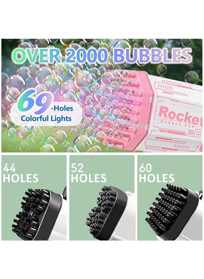 Bubble Machine, 69 Holes Fan Bubble Gun with Colorful Lights, assorted colors - Image 5