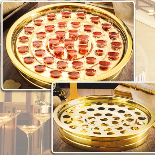 Jingmore Communion 2 Trays with Lid Christmas Holy Wine Serving Trays House up 80 Cups Stacking Stainless Steel Churches Ware Wine Bread Christmas Party Supplies (Gold) - Image 4