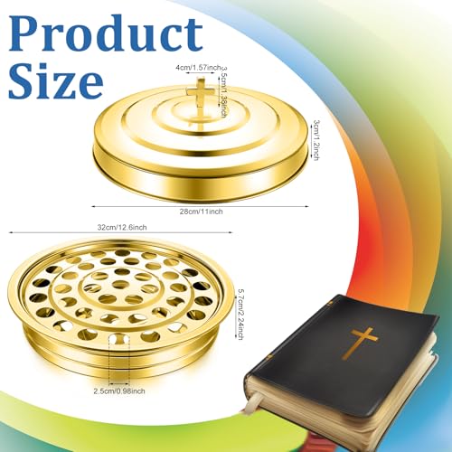 Jingmore Communion 2 Trays with Lid Christmas Holy Wine Serving Trays House up 80 Cups Stacking Stainless Steel Churches Ware Wine Bread Christmas Party Supplies (Gold) - Image 3