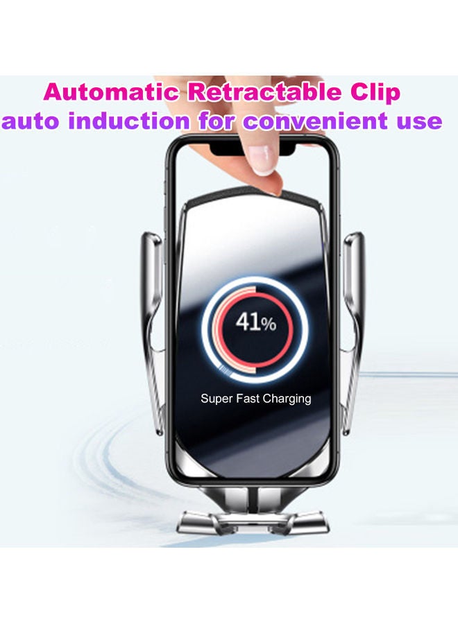 NIBEMINENT Smart Sensor Wireless Car Charger Auto-Induction Auto Clamp Phone Silver - Image 4