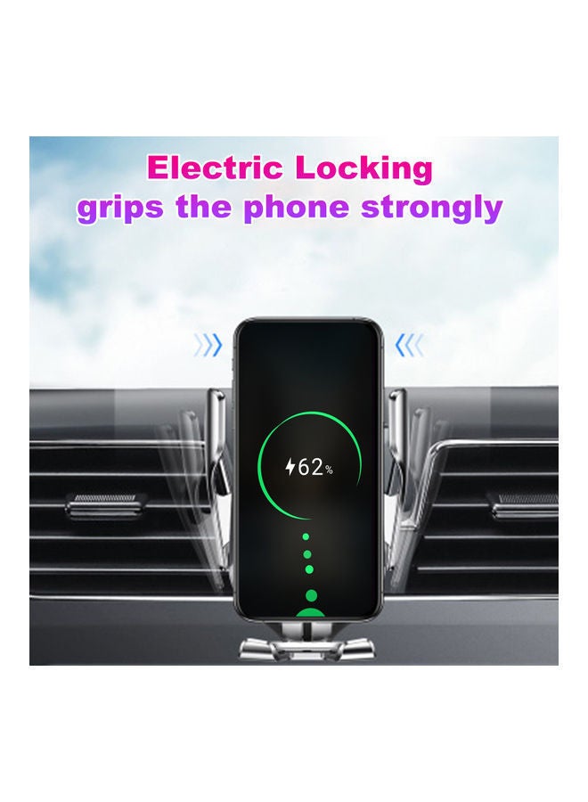 NIBEMINENT Smart Sensor Wireless Car Charger Auto-Induction Auto Clamp Phone Silver - Image 2