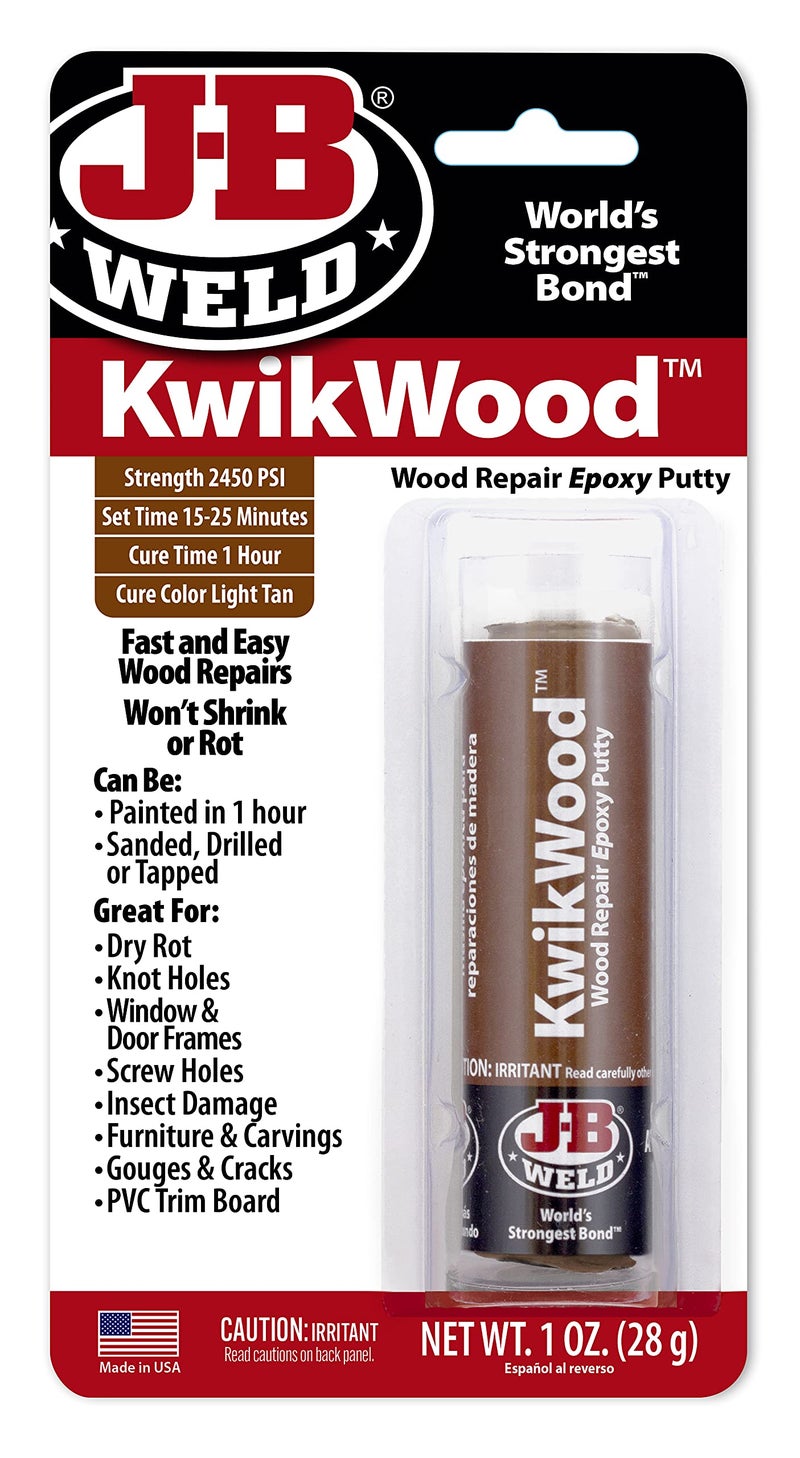 J-B Weld Tan KwikWood Wood Repair Epoxy Putty, 1 oz. Stick - Image 1
