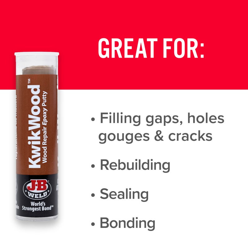 J-B Weld Tan KwikWood Wood Repair Epoxy Putty, 1 oz. Stick - Image 3