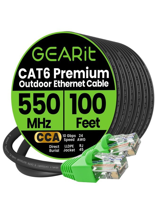 GearIT 34.8m Cat6 Direct Burial Ethernet Cable - Cat 6 Outdoor Waterproof, In-Ground, UV Jacket - UTP 550 Mhz High Speed Internet Broadband Network - CCA (34.8 Meters, 100 Feet) - Image 1