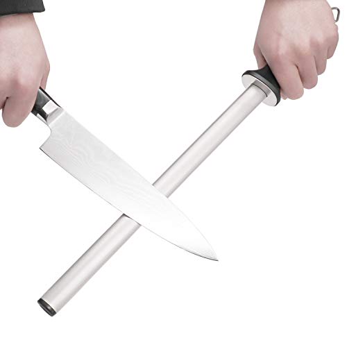 Wiitek 12inch Diamond Houselold Sharpening Rod, Professional Kitchen Knife Sharpener Steel, Premium Knife Blades Honer, Ideal for Master Chef, Home Cooking and Hunting, 600# Grit, Oval - Image 2